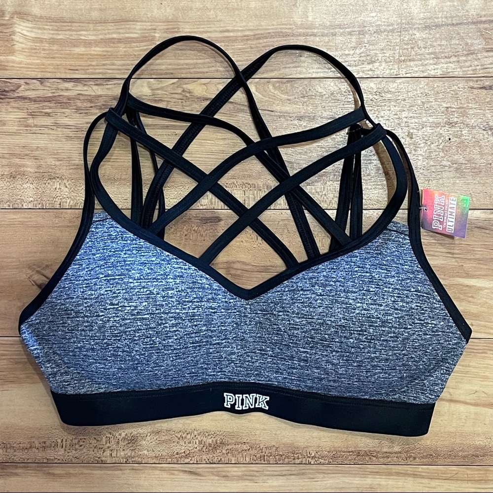 NWT Victoria’s Secret PINk Ultimate Push Up Gray Black Small 32 34 A B C D